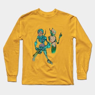 two cyber exo robot detectives with a Thorn and a cigarette in an epic rack Long Sleeve T-Shirt